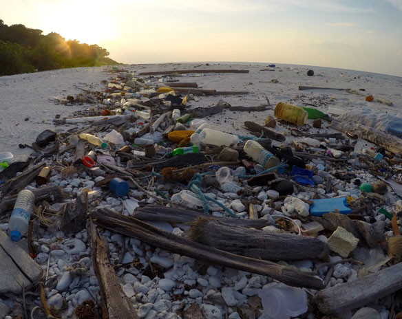 Although inhabited and remote, South Sentinel island is covered with plastic! Plastic pollution and marine debris, South Sentinel Island, Bay of Bengal. Photo source: © SAF — Coastal Care  / http://plastic-pollution.org