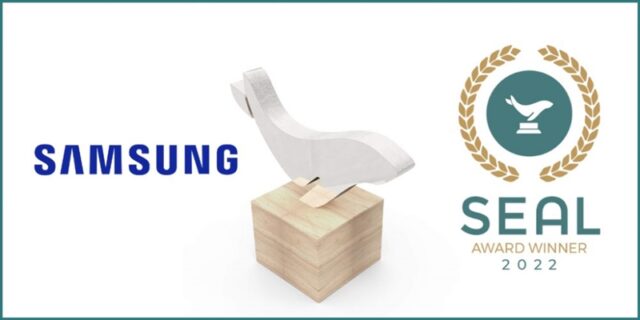 삼성전자가 해양 폐기물 재활용 소재를 스마트폰 갤럭시 제품에 적용해 ‘2022 SEAL(Sustainability Environmental Achievement and Leadership) 비즈니스 지속가능 어워드’를 수상했다. /삼성전자