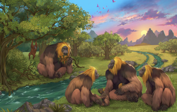 과거 중국 지역에 살았던 영장류 기간토피테쿠스 블라키(Gigantopithecus blacki)의 상상도. /호주 서던크로스대