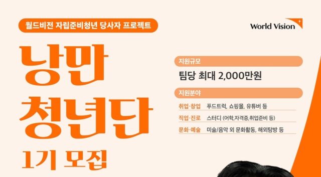 국제구호개발 NGO 월드비전이 5월 17일까지 ‘2024 월드비전 자립준비청년 프로젝트 낭만청년단’ 1기 모집에 나선다. /월드비전